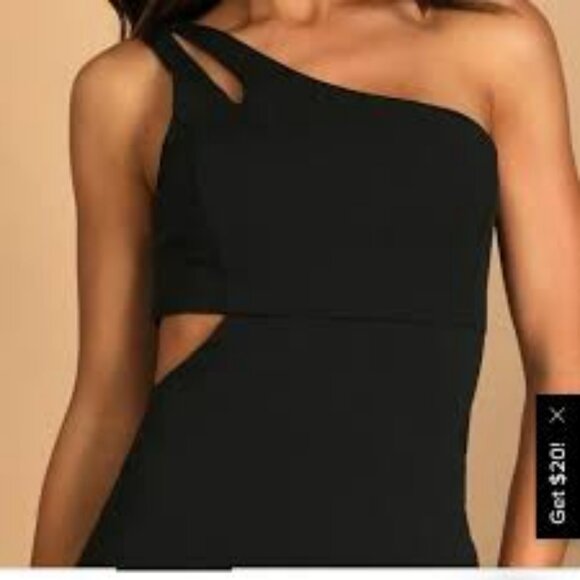 Lulus One Shoulder Black Slit Asymmetrical Cutout Maxi Dress - Size M - Picture 3 of 8